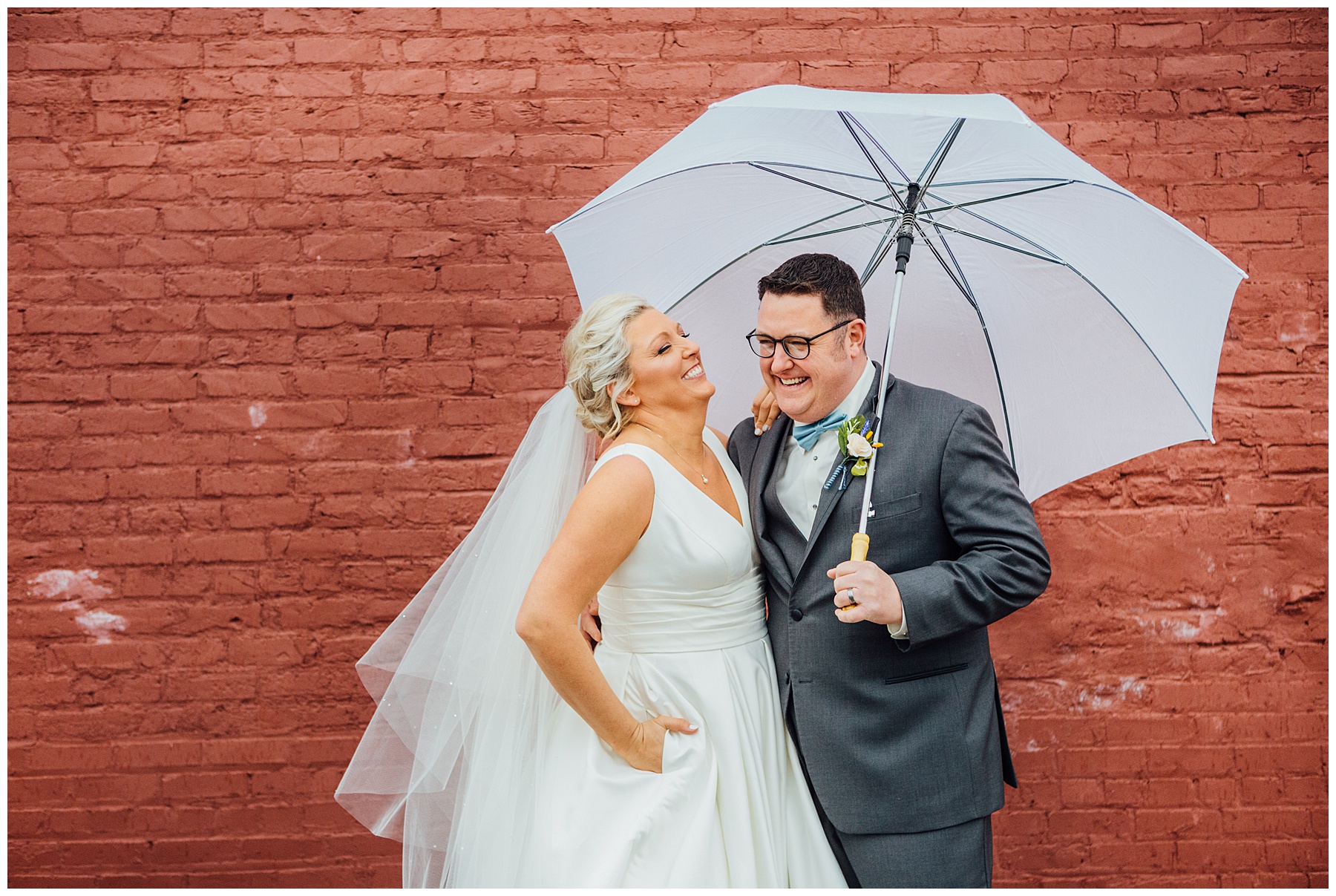 Beth & Bernie with an umbrella