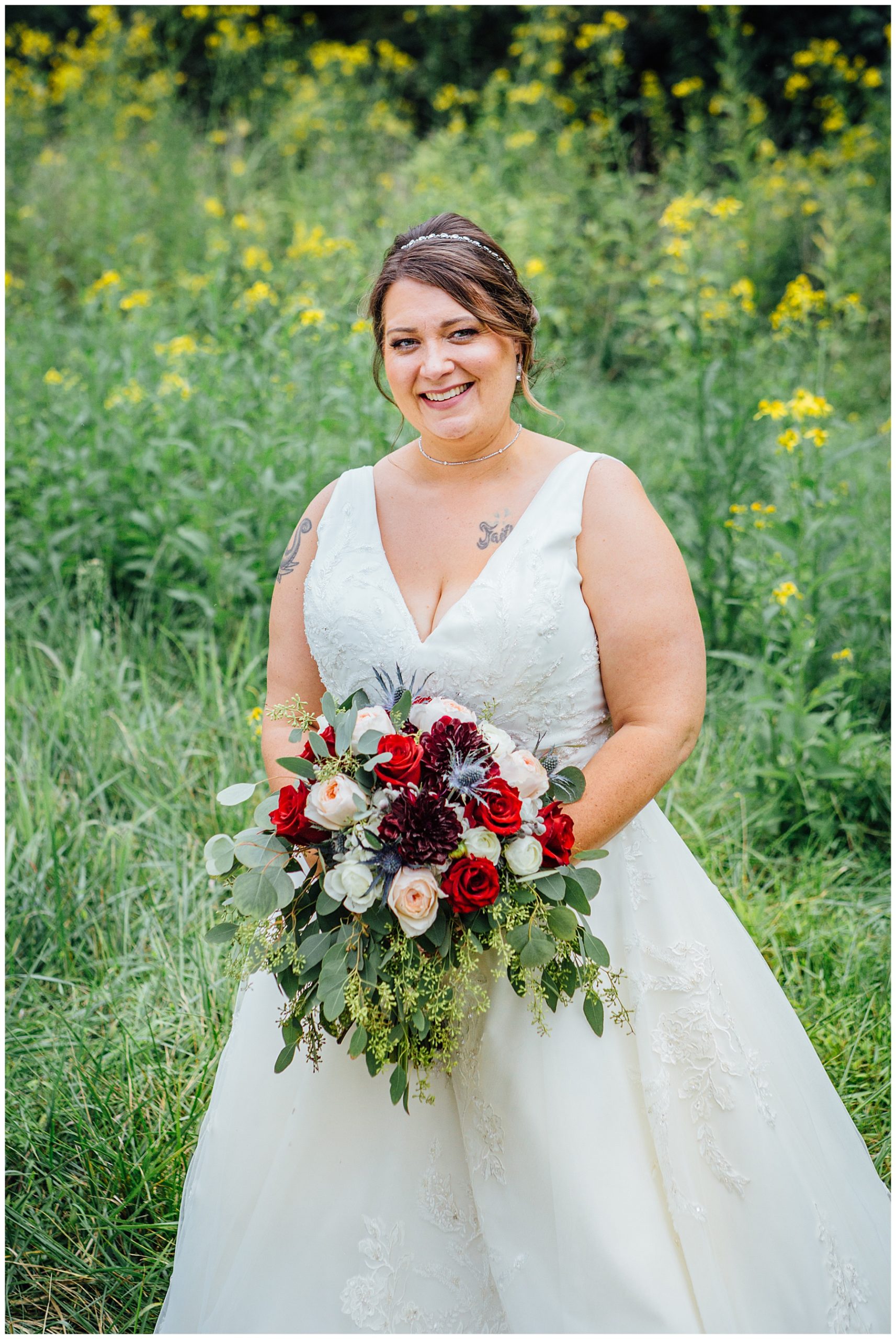 Bride in a field