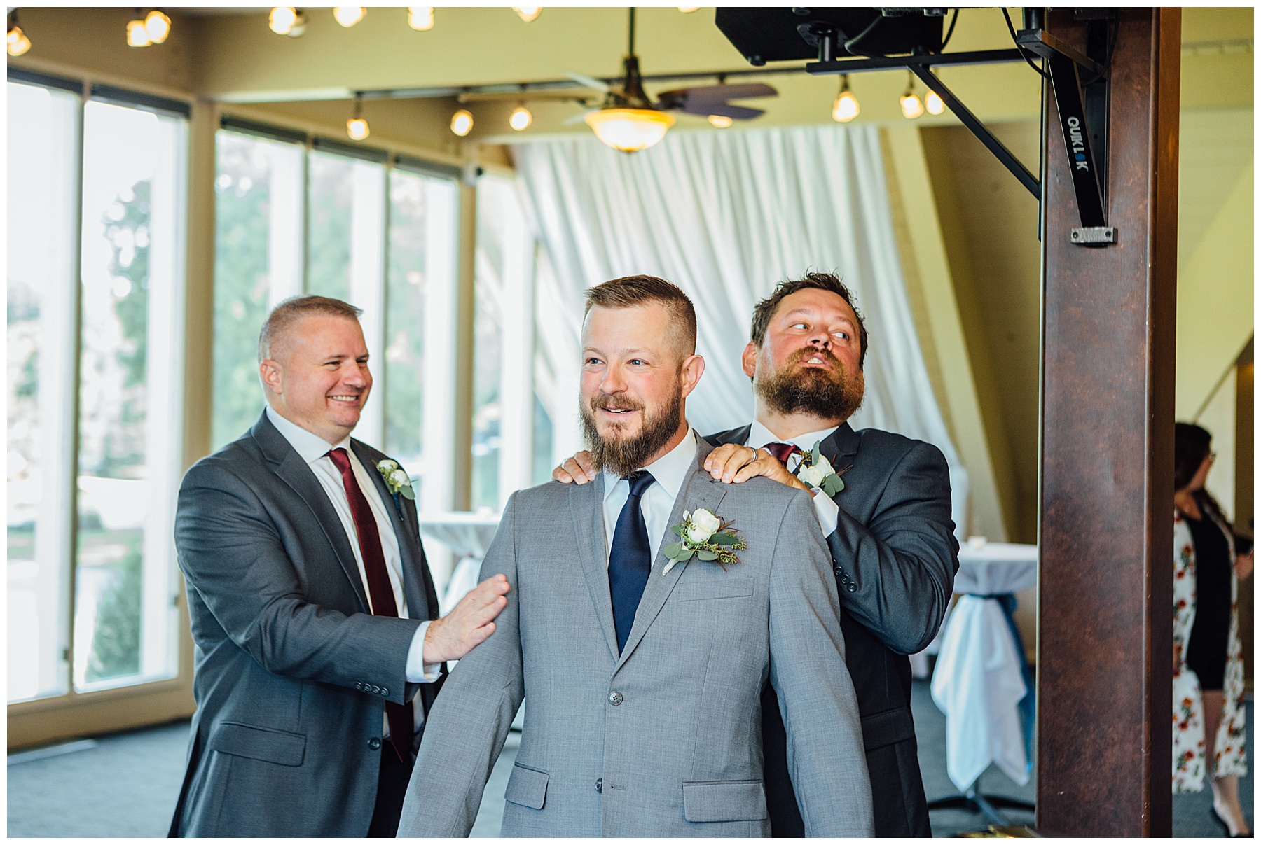 Groom with groomsmen before ceremony