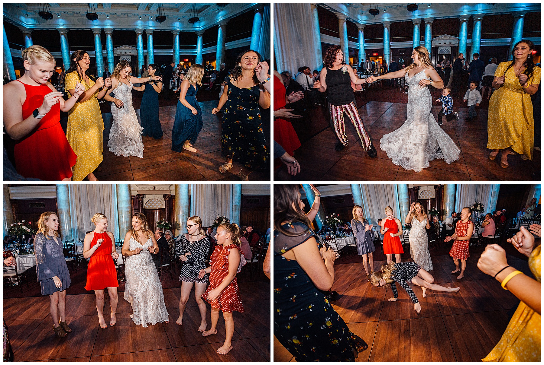 Bridesmaids dancing on the dance floor 