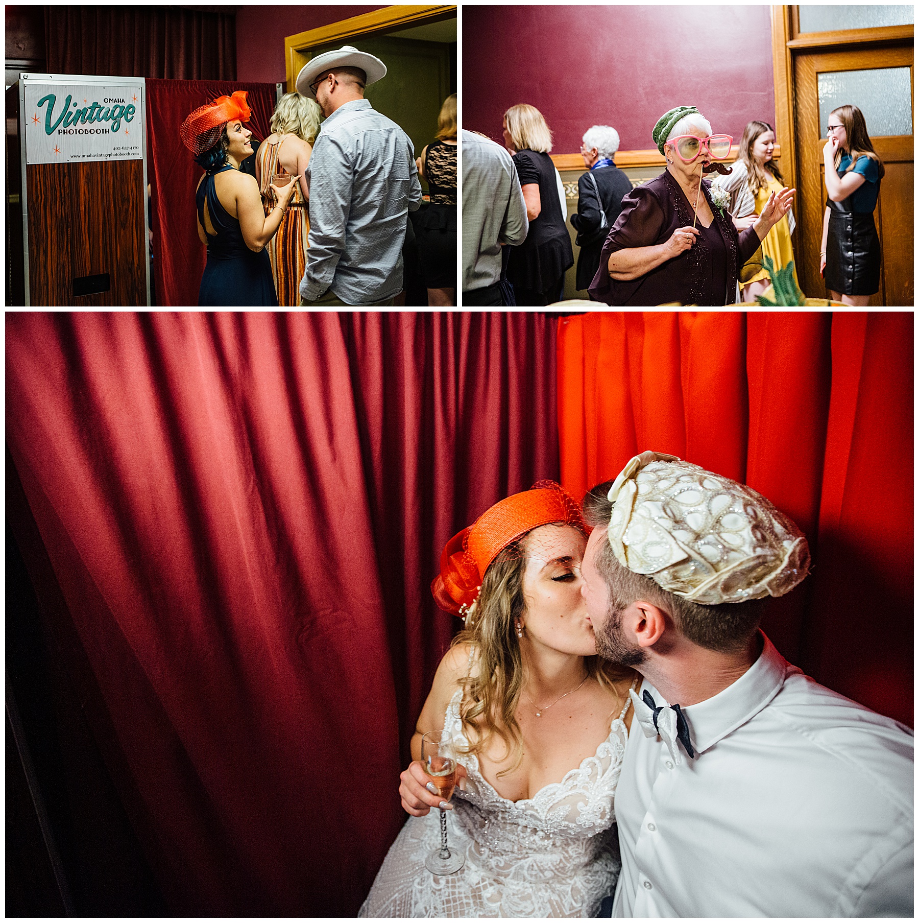 Bride and groom using Photo Booth