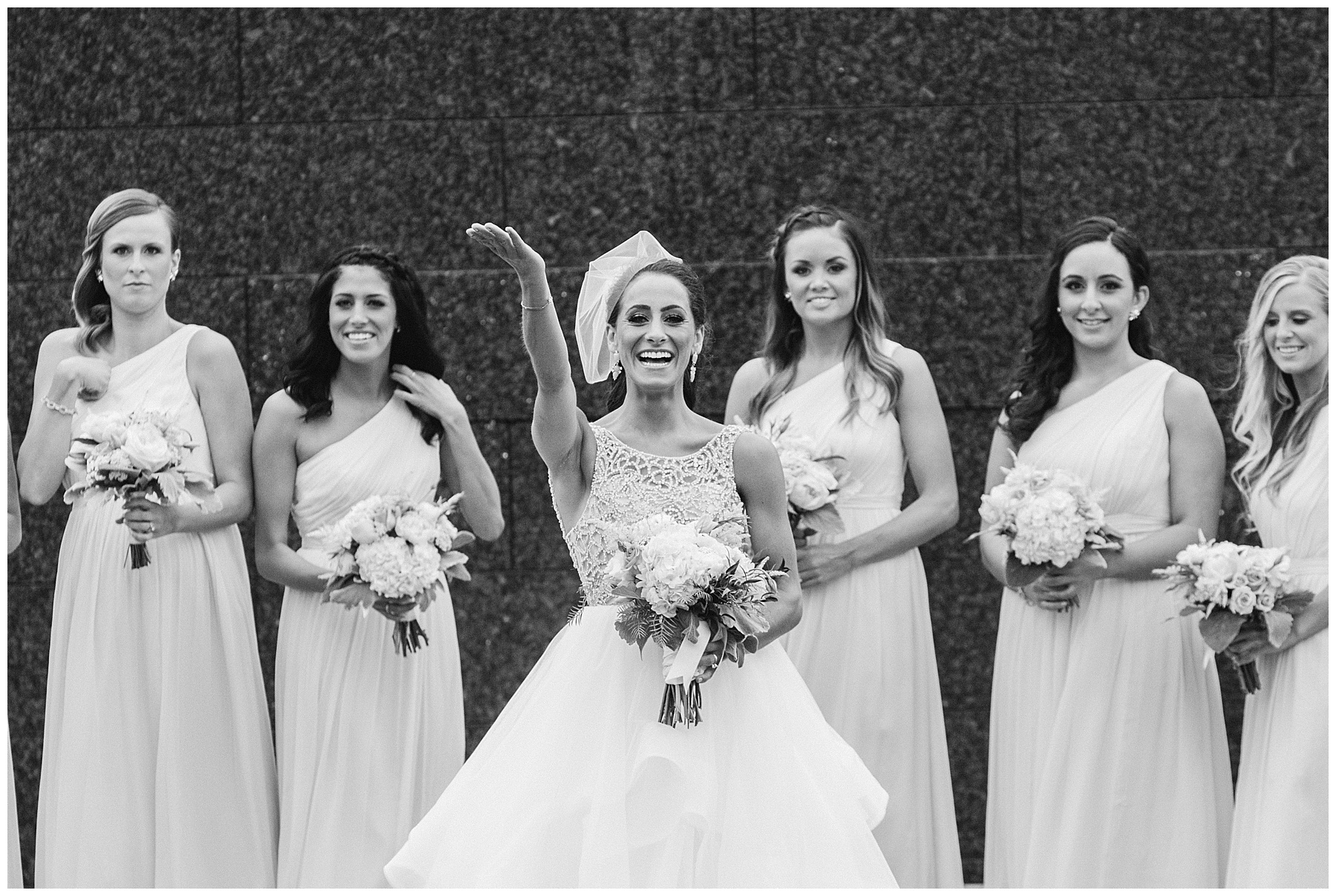 Bride waving