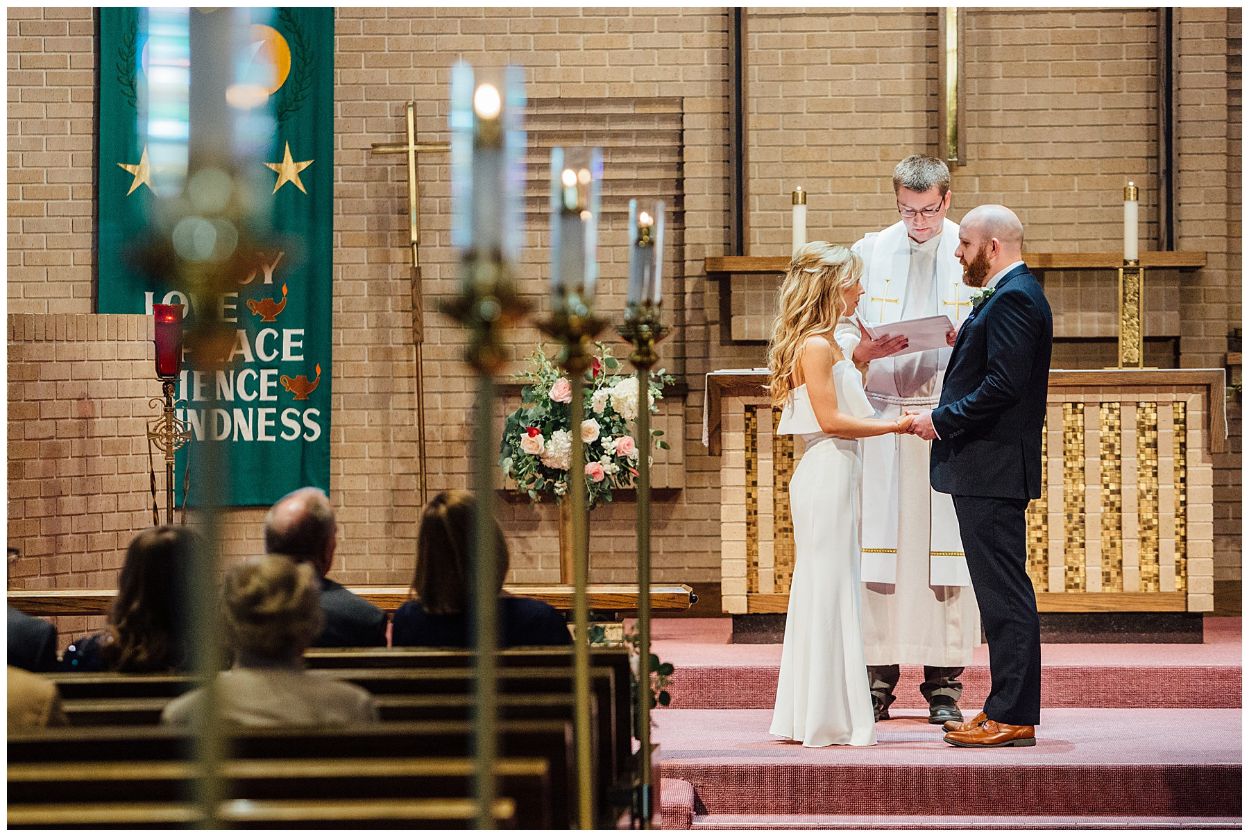 Vows during ceremony at Lutheran Church of the Master Wedding