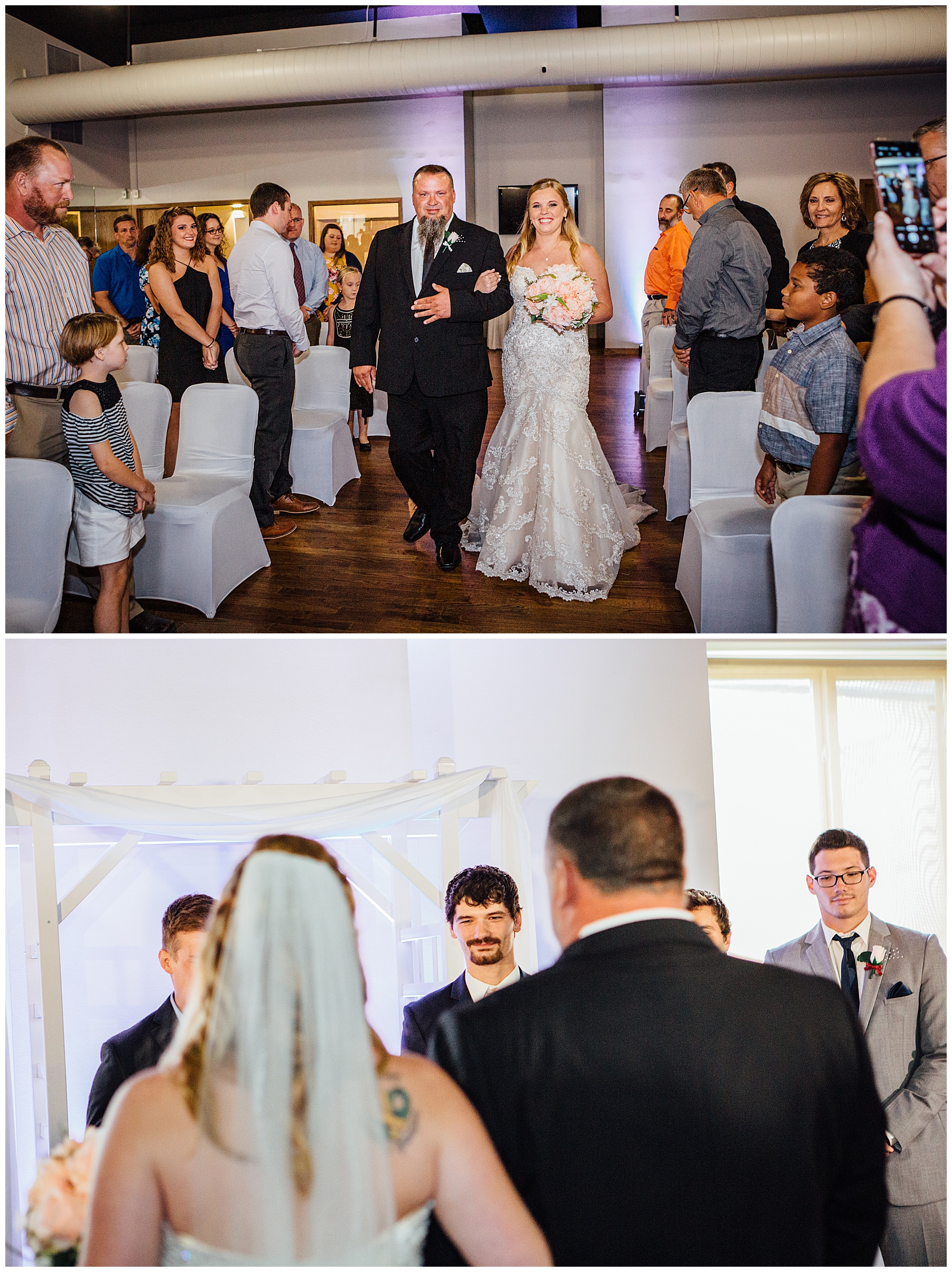 Father walking daughter at Simply Ballroom wedding photos