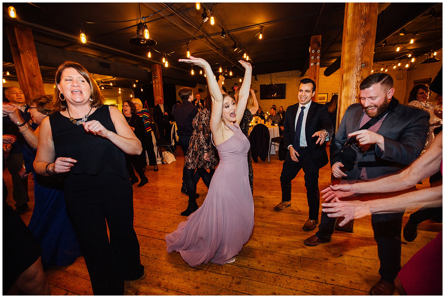 Dancing at Old Mattress factory wedding reception