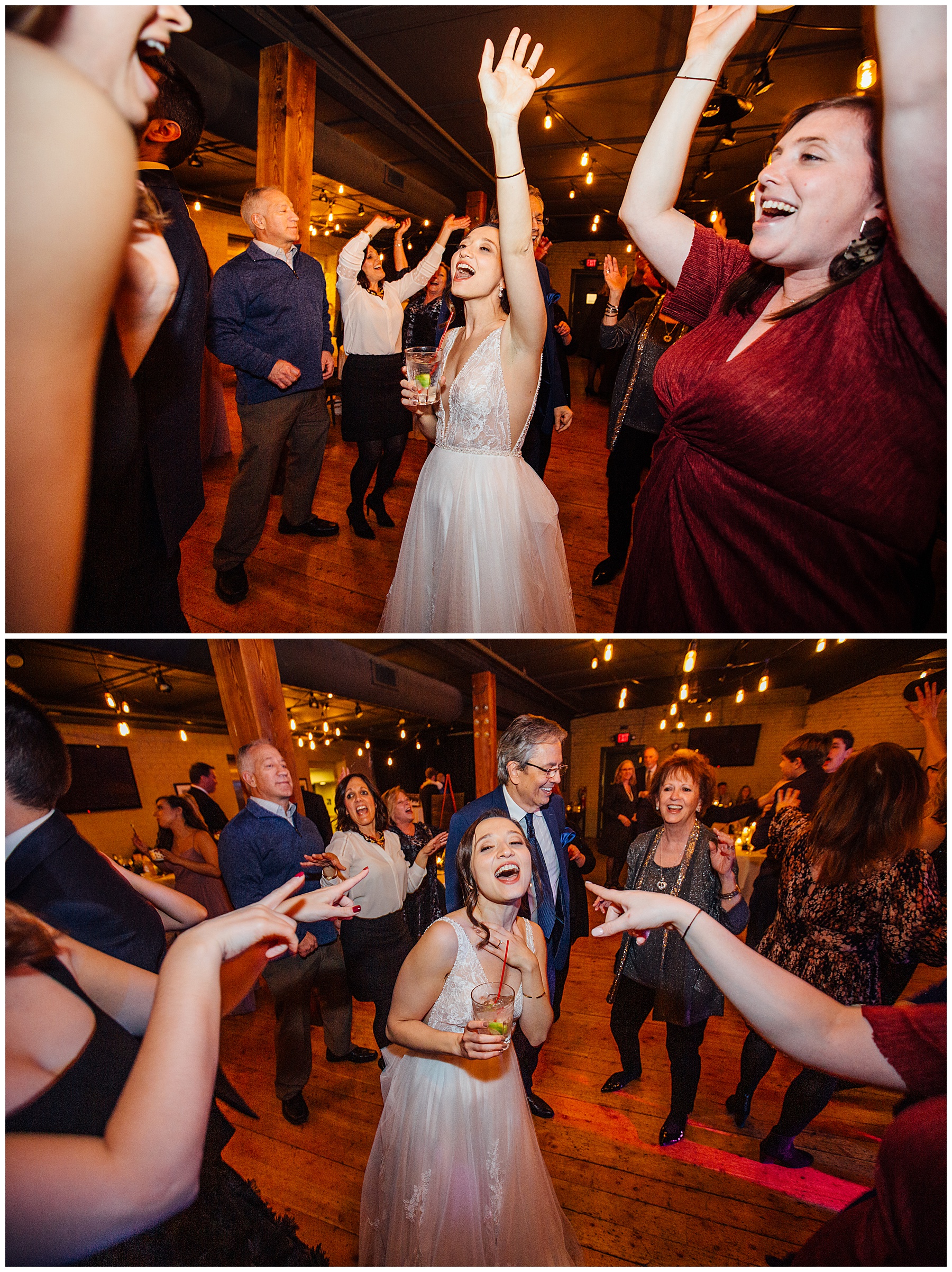 Dancing at Old Mattress factory wedding reception