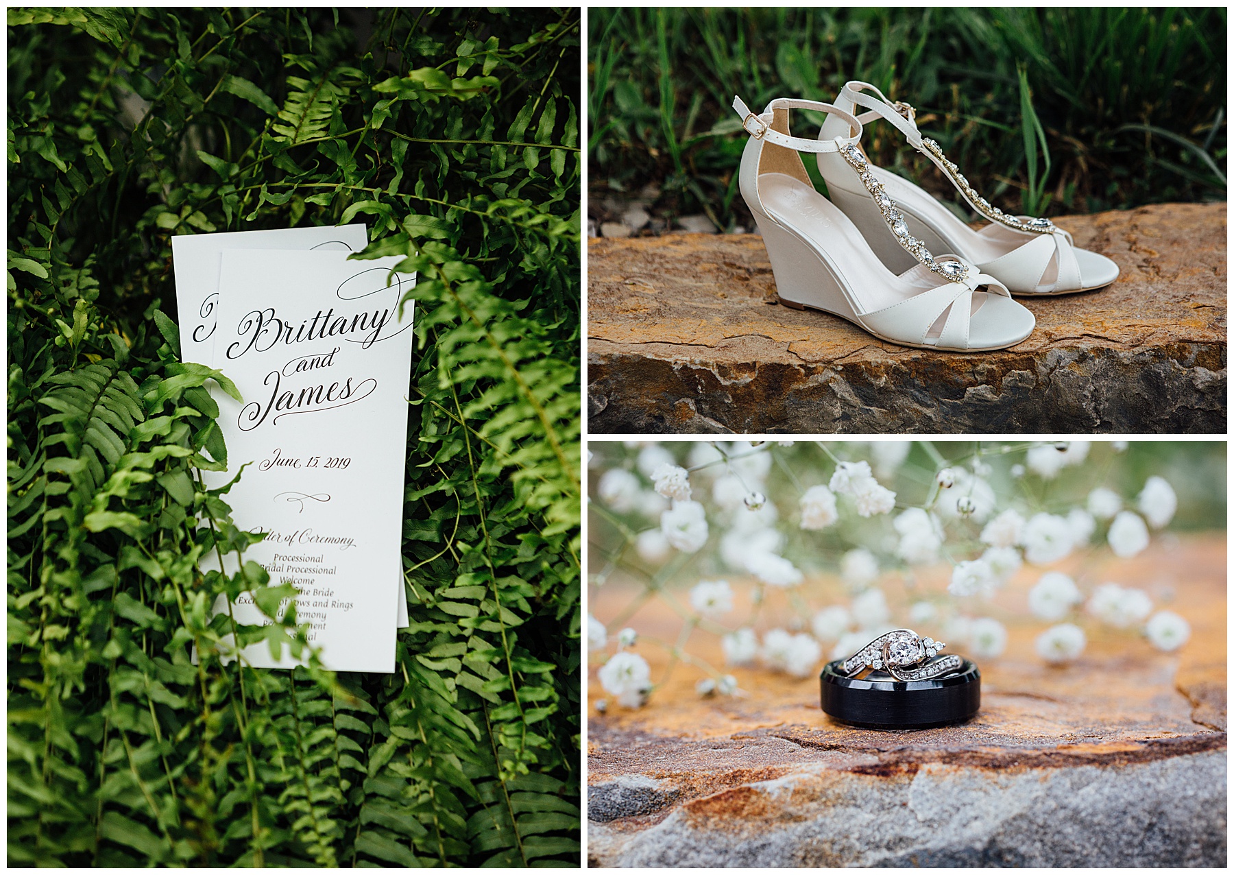 Details of wedding rings and shoes