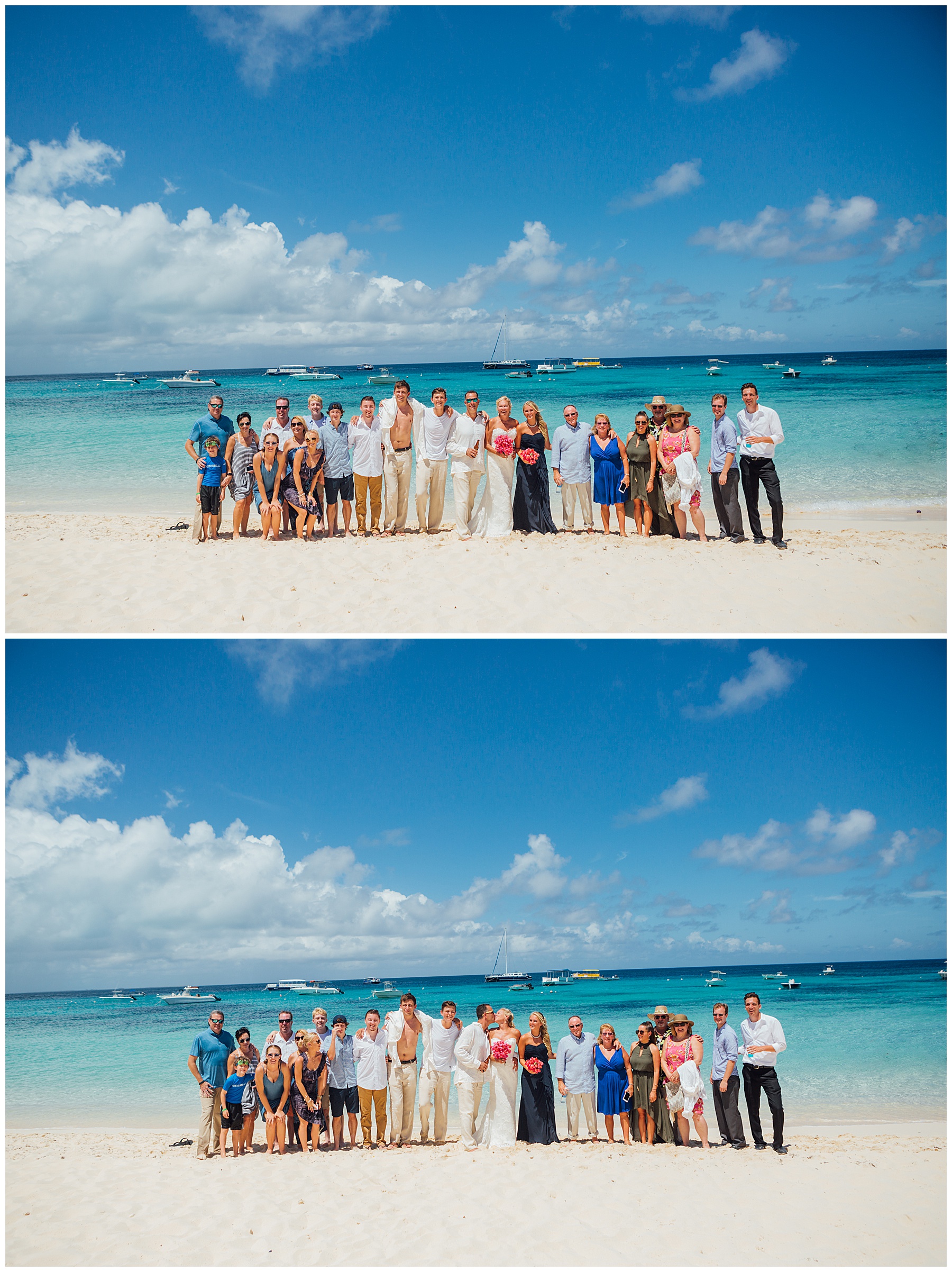 Wedding party and family on Beach. Grand Turk