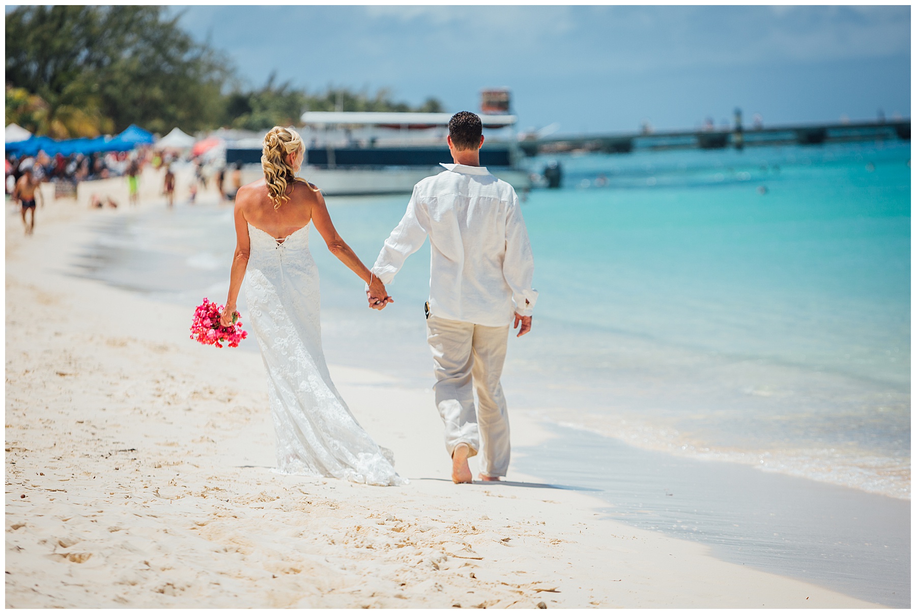 Groom and Bride on beach at Grand Turk