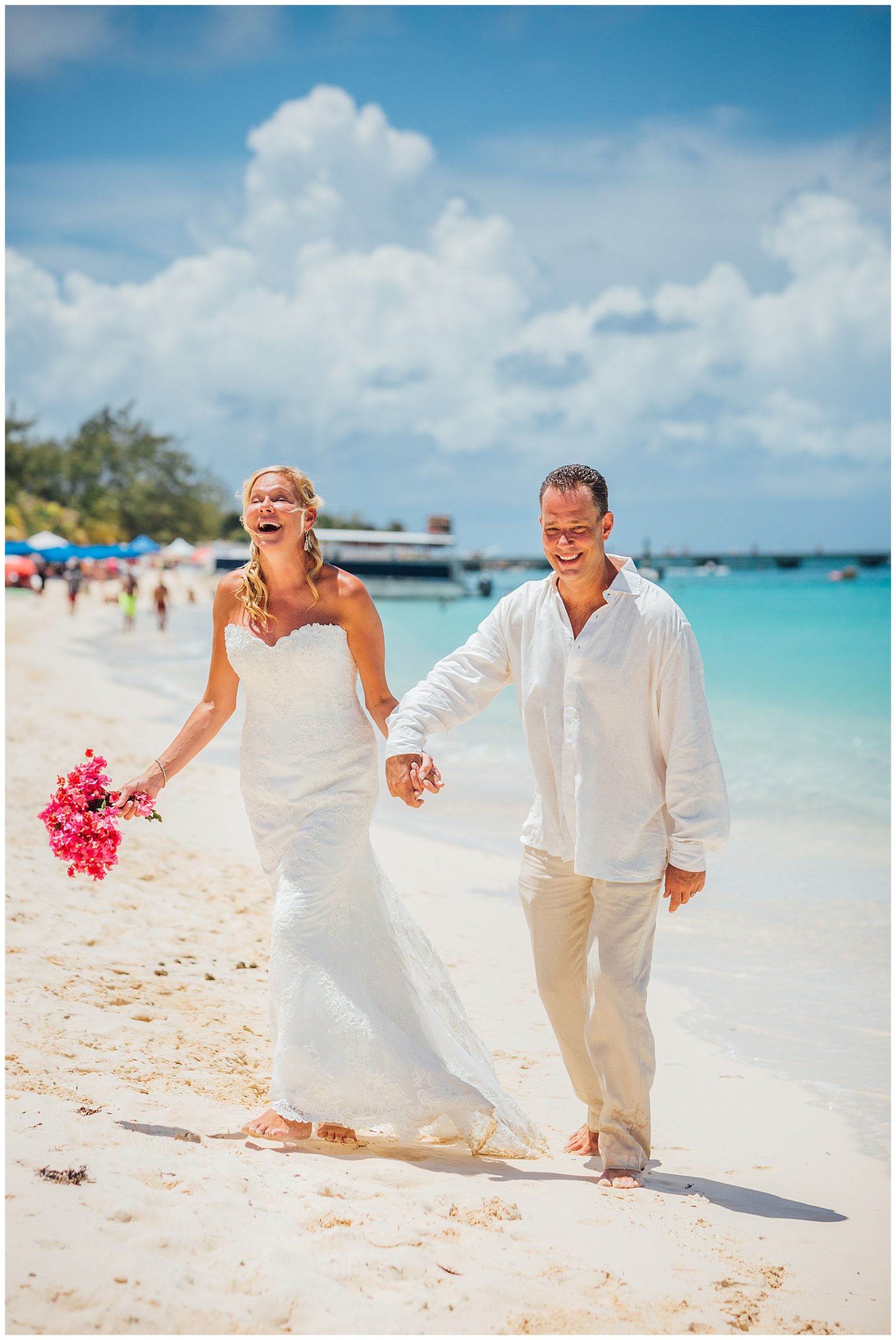 Bride and Groom on beach at Turks and Ciacos