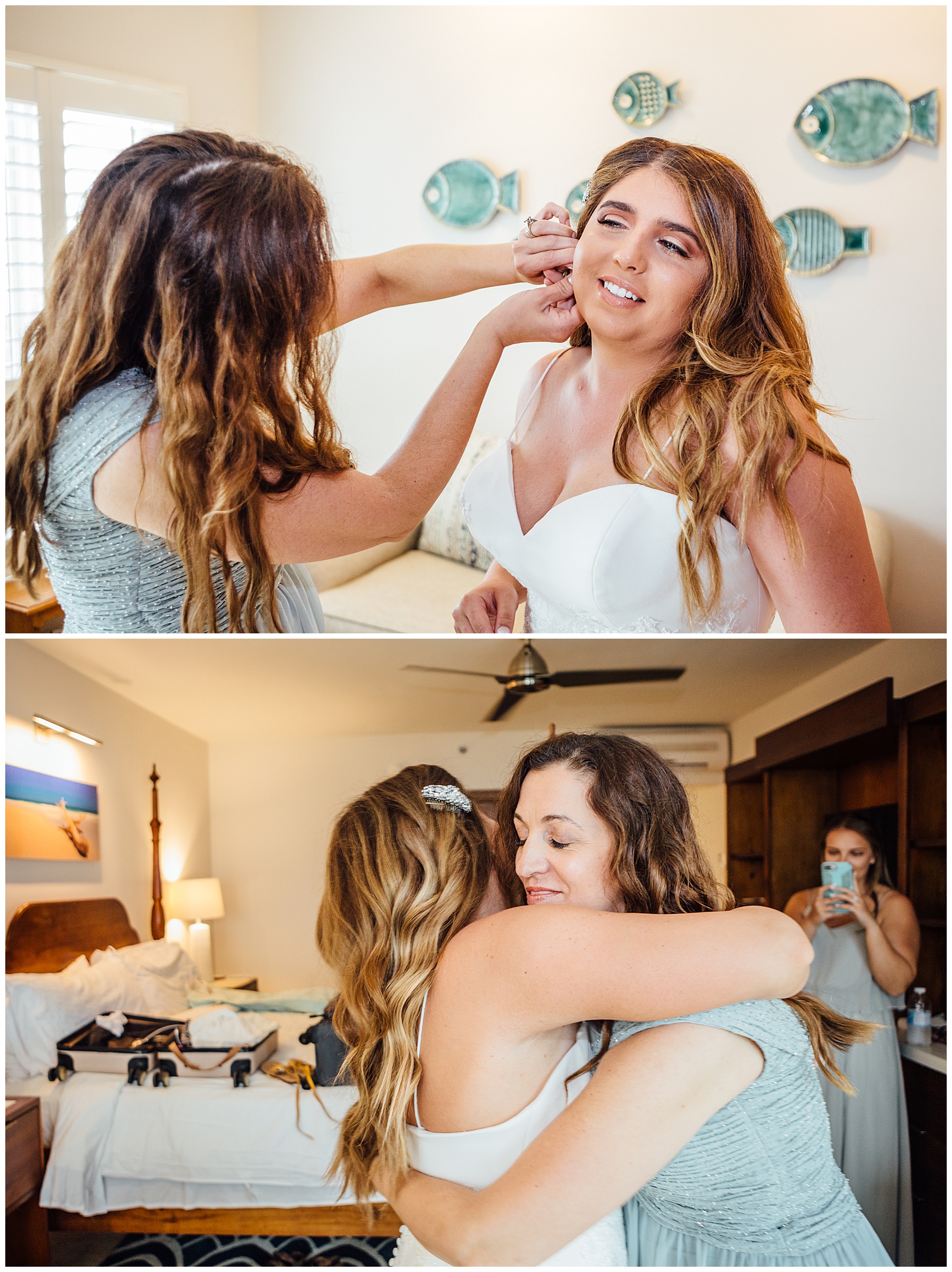 Bride with her mom getting ready