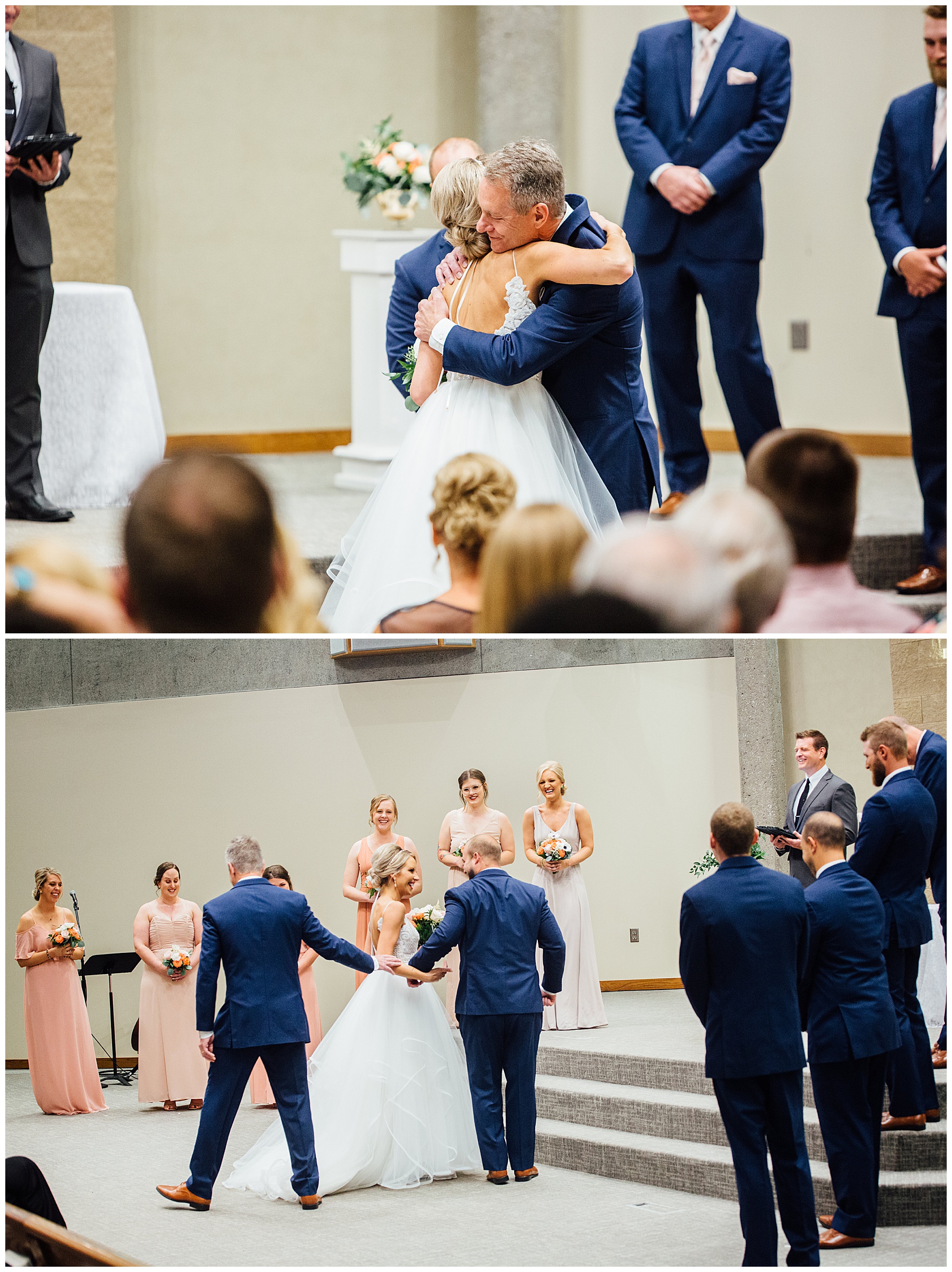 Father giving away his daughter at wedding