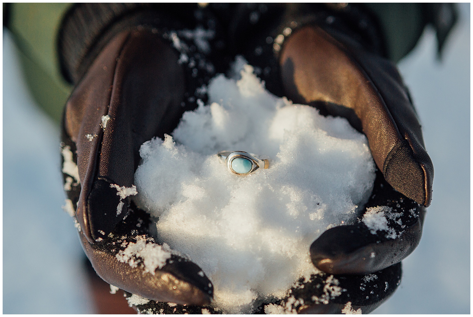 Wedding ring on snow