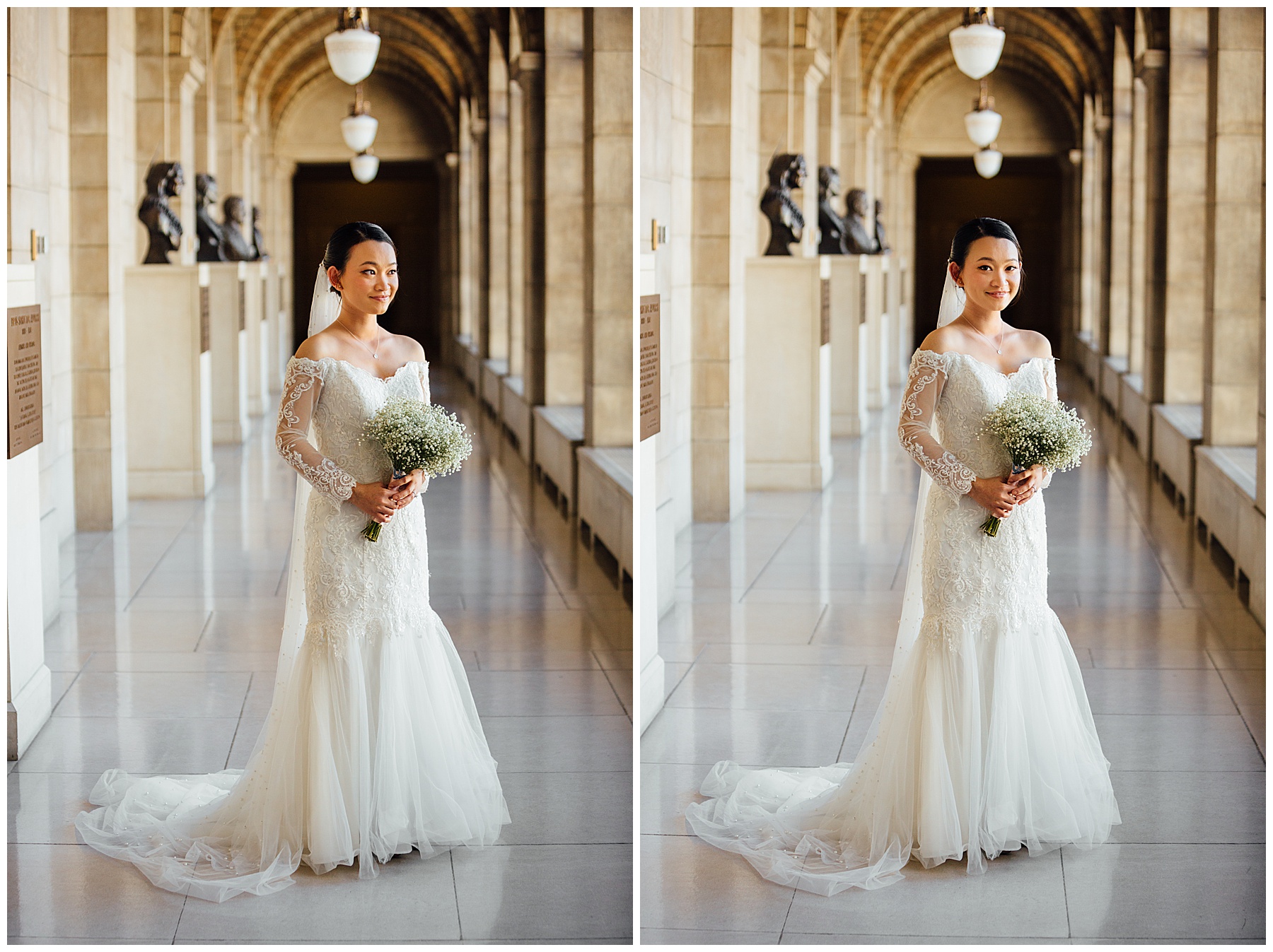 Bridal Portrait in hallway at State Capitol