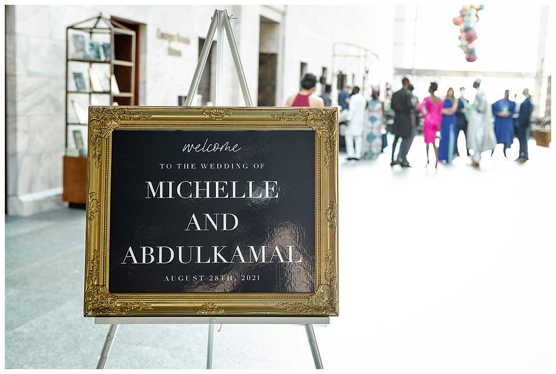 Michelle and Kamal welcome sign