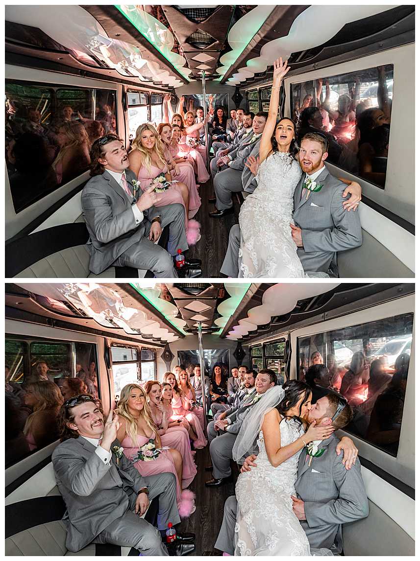 Wedding party on bus ride