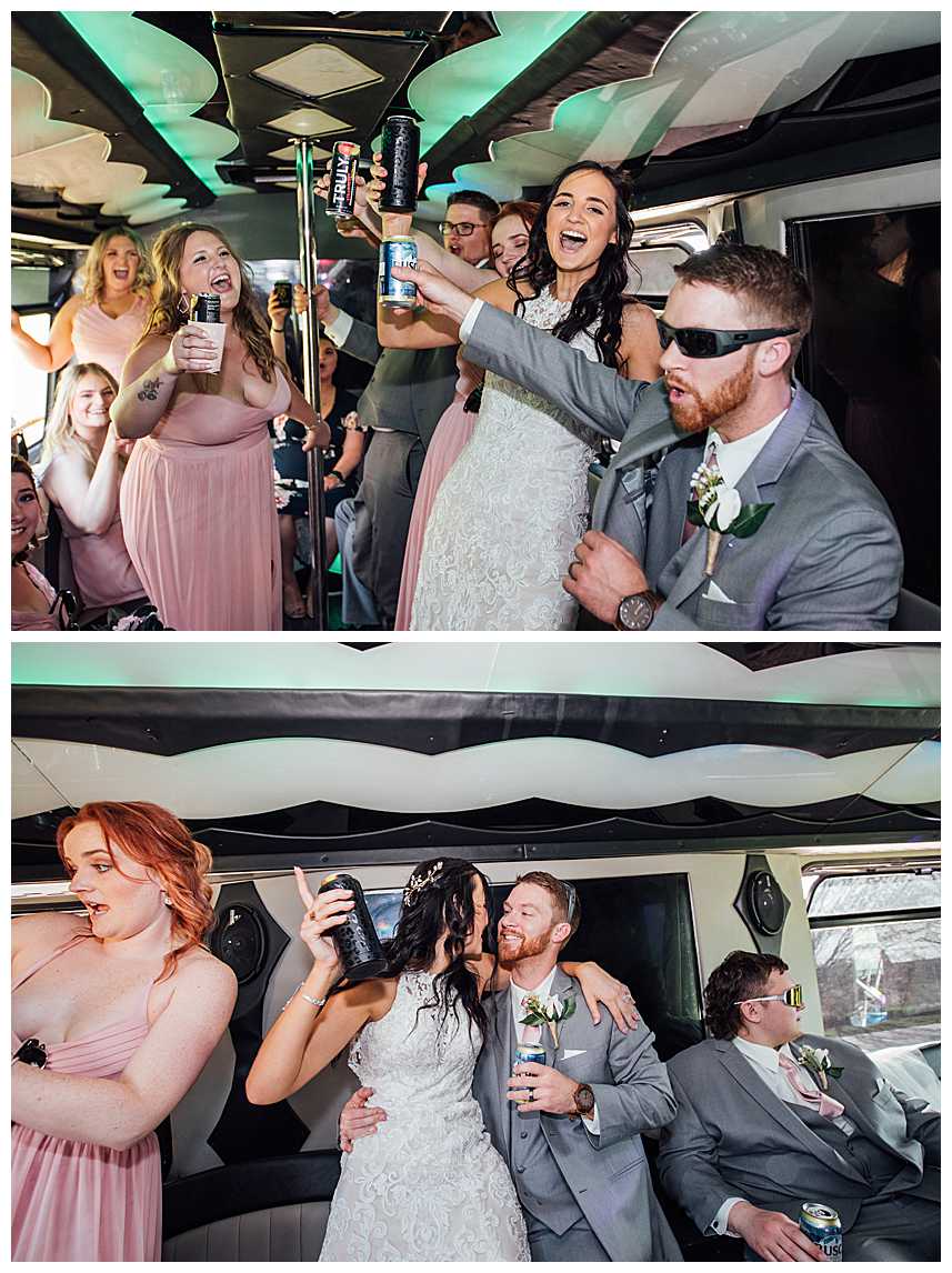 Wedding party on party bus